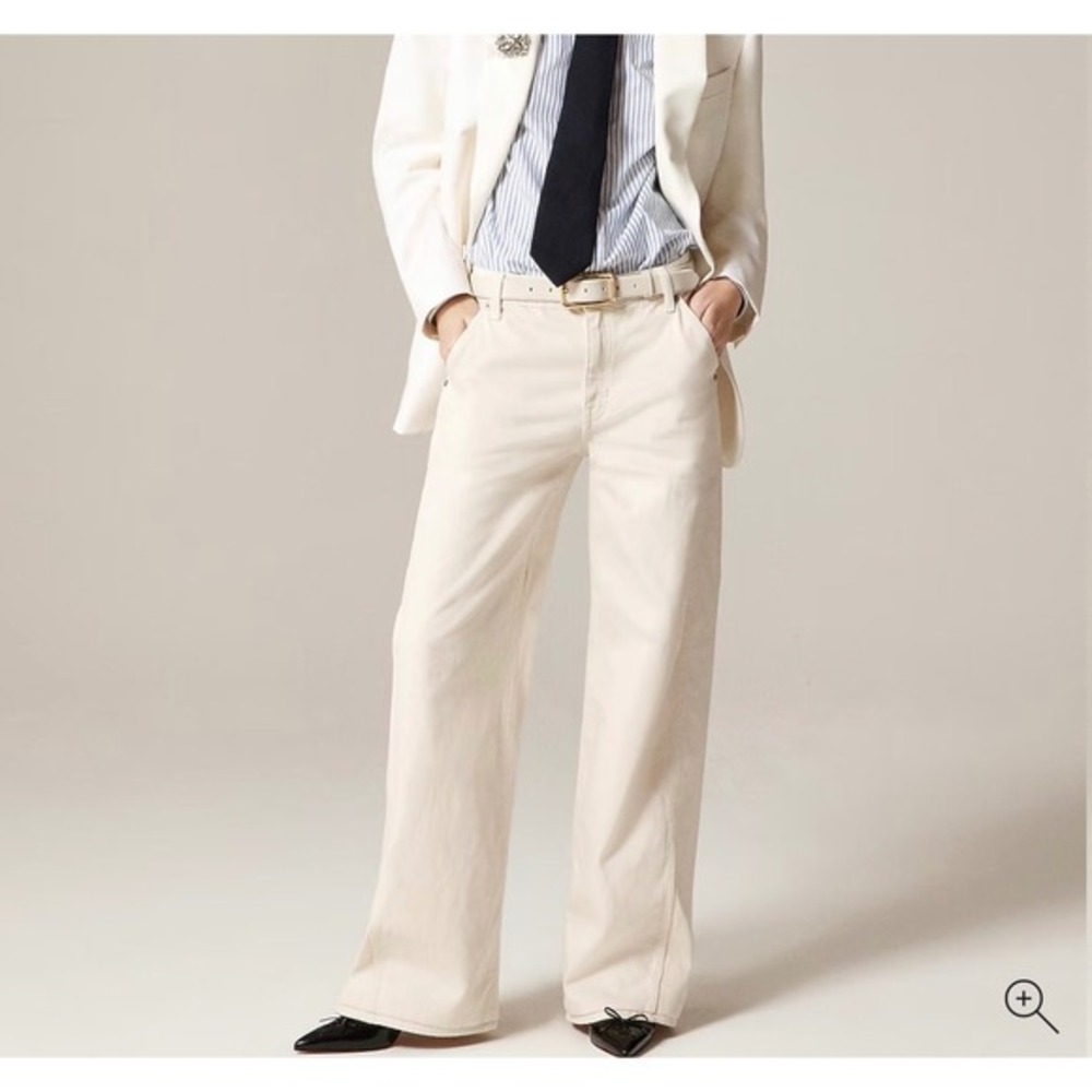 J CREW Wide leg low‎ rise rigid Jean ecru NWT 29